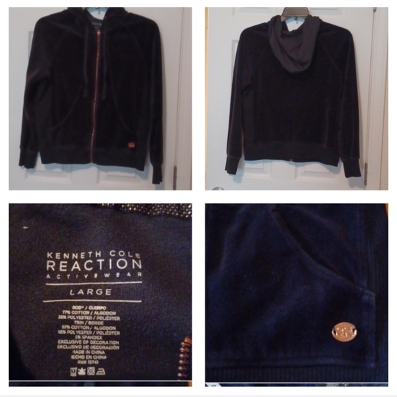 🌺Kenneth Cole Reaction Dark Blue Zip-Up Hoodie - Picture 1 of 9